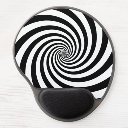 Black and white spiral swirl radial background gel mouse pad