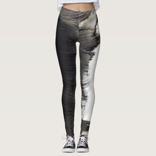 Black and White Splash Abstract III Leggings