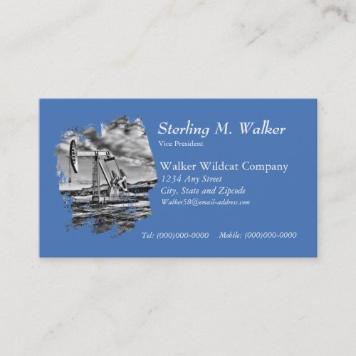 Black and White Splash Oilwell Pumping Unit Business Card