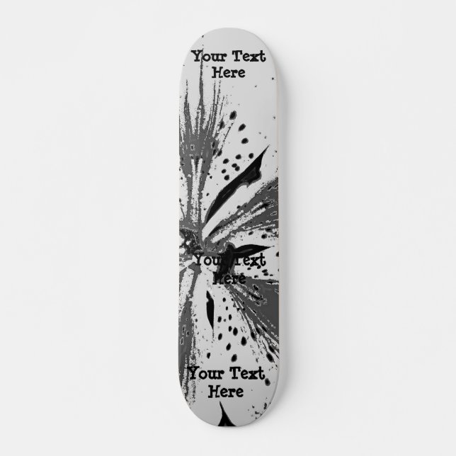 black and white splashes abstract street art style skateboard deck (Front)
