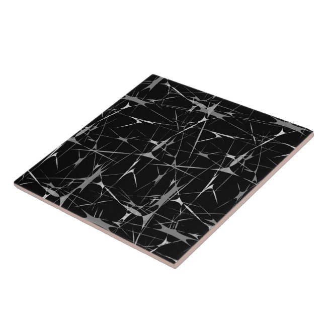 Black and White Splatter Abstract Print Ceramic Tile (Side)