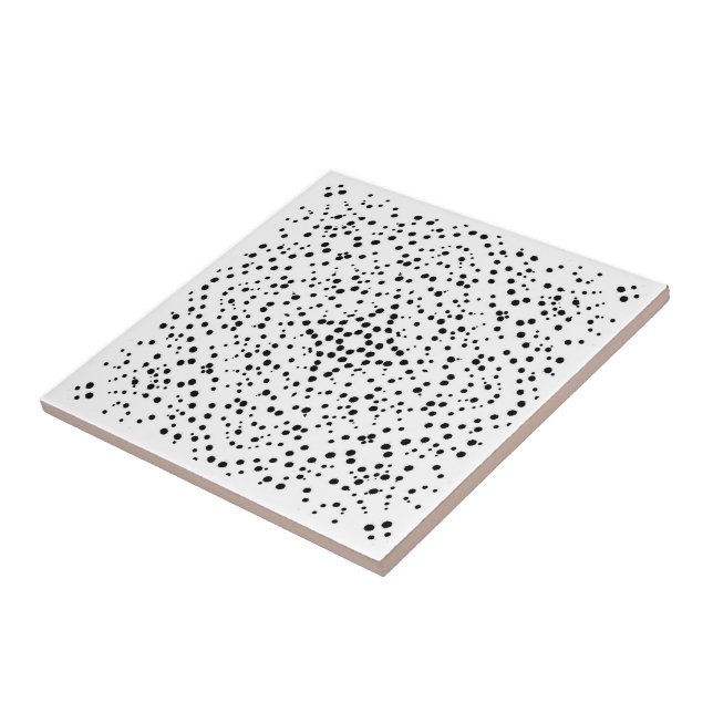 Black And White Splatter Dot Art Pattern Abstract  Ceramic Tile (Side)