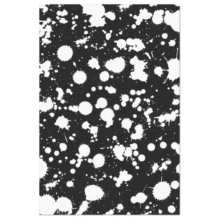 Black and White Splatter Paint Art Tissue Paper Zazzle