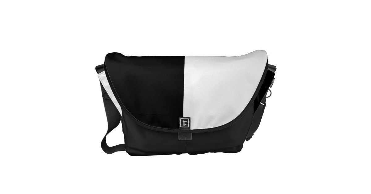Black and White Split Color Courier Bags | Zazzle