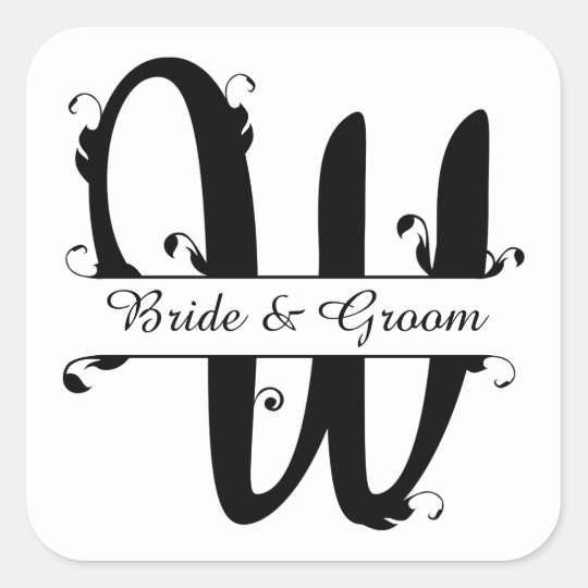 Download Black and White Split Letter W Monogram Square Sticker | Zazzle.com