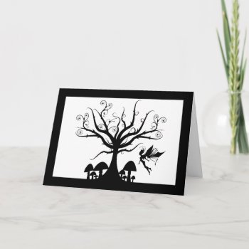 Black And White Spooky Fairy Birthday Card by HotPinkGoblin at Zazzle