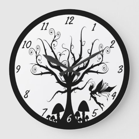 Black And White Spooky Fairy Clock