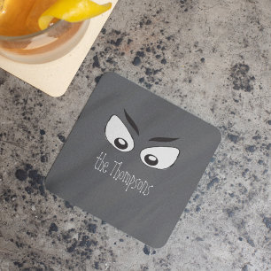 Black and White Spooky Ghost Halloween Beverage Coaster