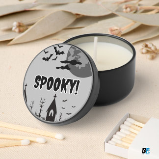 Black and White Spooky Halloween Mini Candle Favors