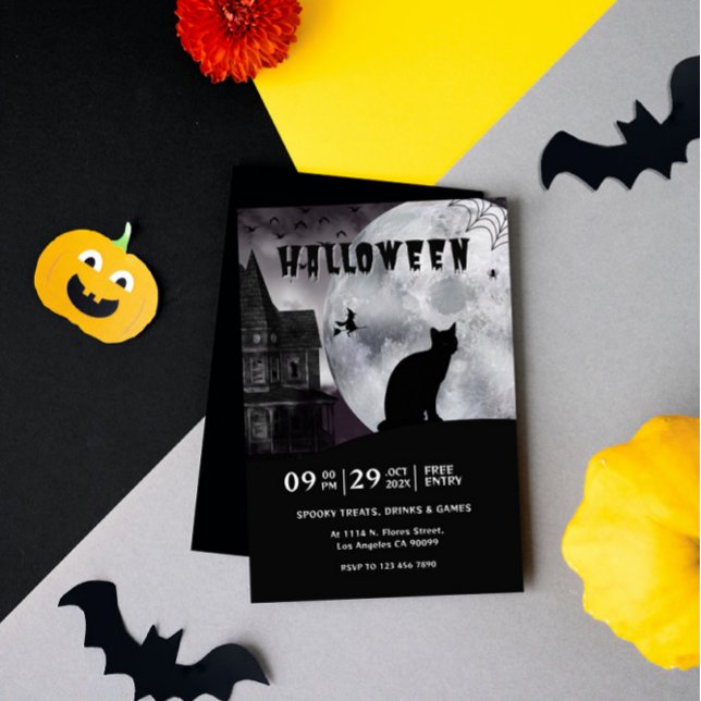 Black and White Spooky Halloween Vibe Party Invite (Creator Uploaded)