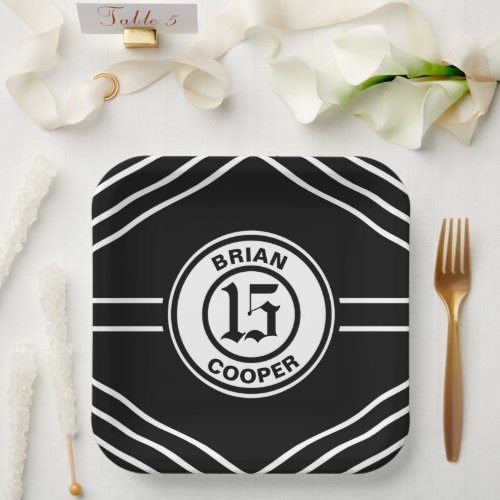 Black and White Sport Theme Paper Plate