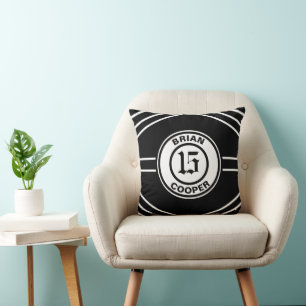 Black and White Sport Theme Throw Pillow