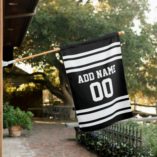 Black and White Sports Jersey Custom Name Number House Flag