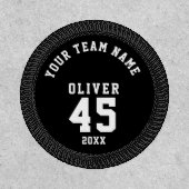 Black and White Sports Player Team Name Number Patch (Front)
