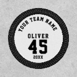 Black and White Sports Player Team Name Number Patch<br><div class="desc">Black and White Sports Player Team Name Number Patch. Add your name,  team number,  player name and year. You can use the patch for any sport - soccer,  football,  basketball,  baseball,  volleyball, ... </div>