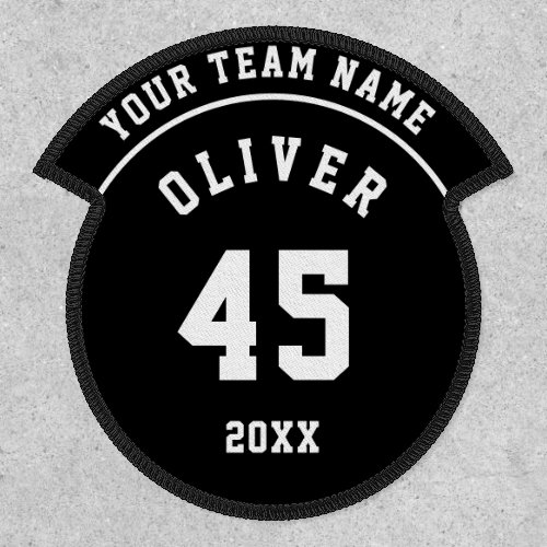 Black and White Sports Player Team Name Number Patch