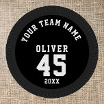 Black and White Sports Player Team Name Number Patch<br><div class="desc">Black and White Sports Player Team Name Number Patch. Add your name,  team number,  player name and year. You can use the patch for any sport - soccer,  football,  basketball,  baseball,  volleyball, ... </div>