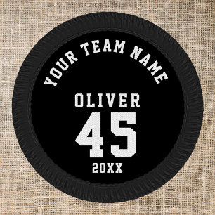 Black and White Sports Player Team Name Number Patch