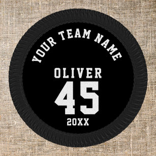 Black and White Sports Player Team Name Number Patch
