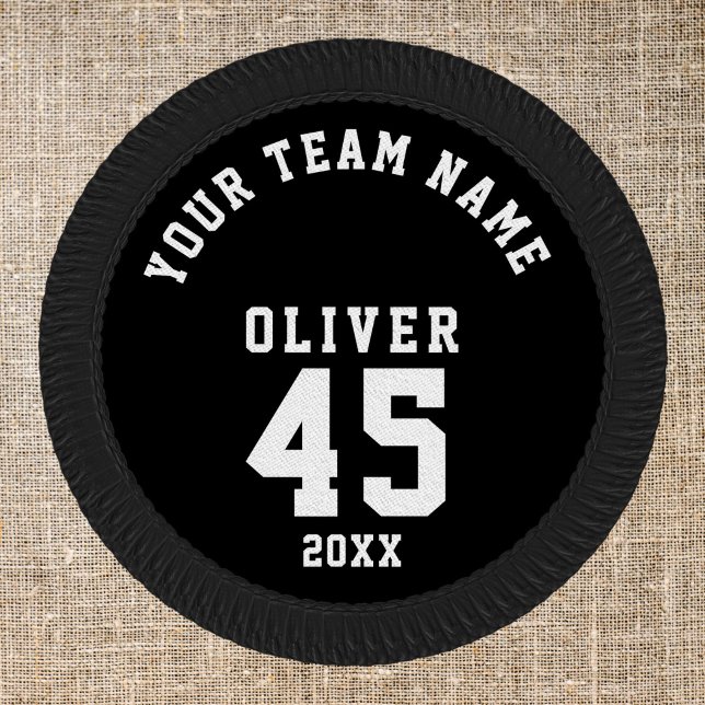 Black and White Sports Player Team Name Number Patch