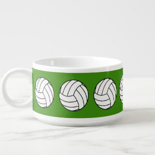 Black and White Sports Volleyball Balls, Green Bowl