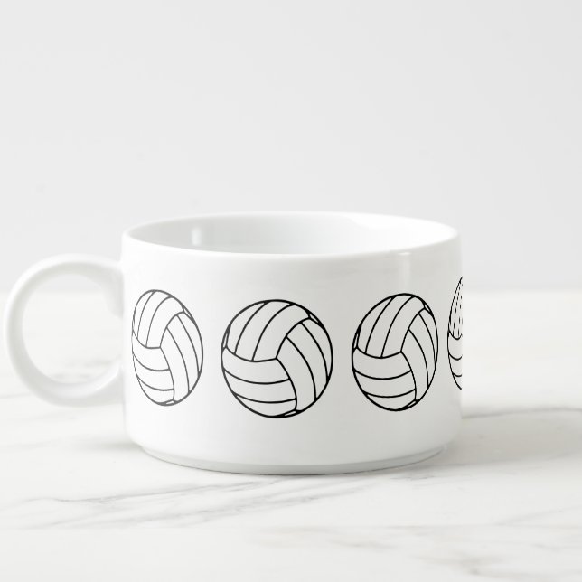 Black and White Sports Volleyball Balls, White Bowl (Right)