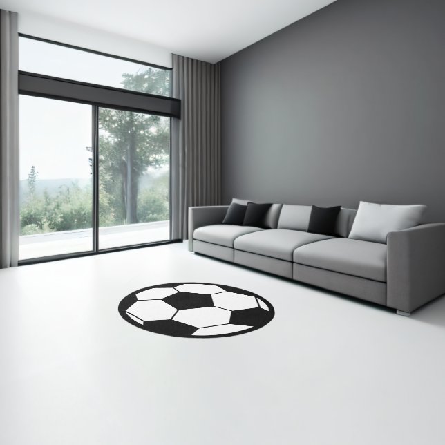 Black and White Sporty Soccer Ball Football  Rug (Insitu (Indoor 3))