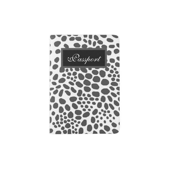 Black and White Spot Animal Print Passport Holder (Front)