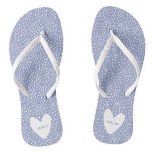 Black and white spot with heart personalized flip flops