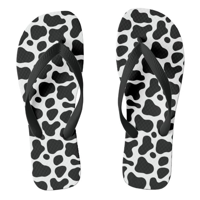 black and white spots, cow pattern flip flops (Footbed)