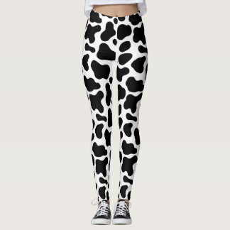 black and white spots, cow pattern leggings