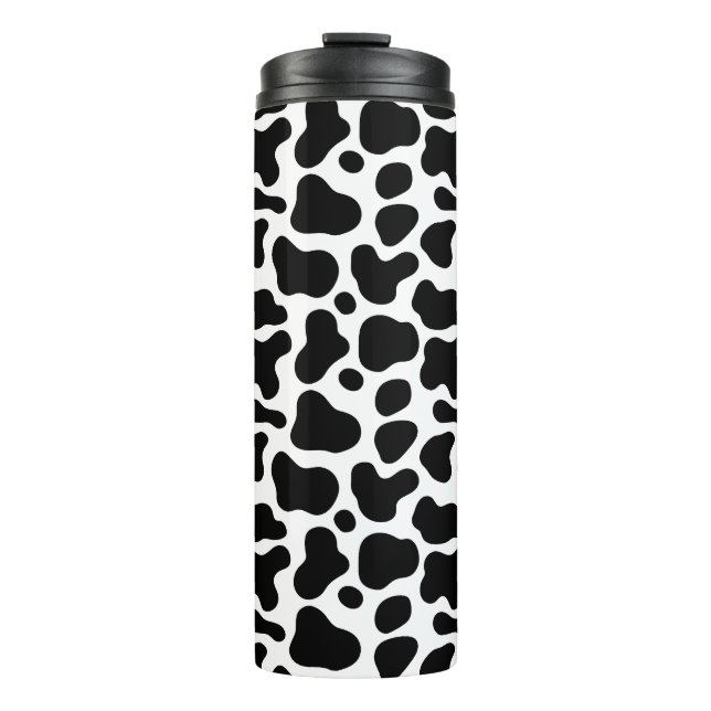 black and white spots, cow pattern thermal tumbler (Front)