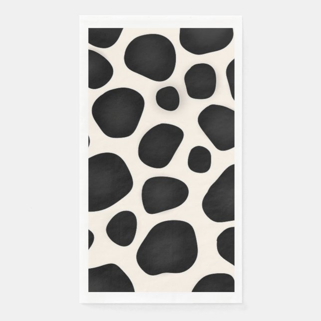 Black and white spots cow print paper guest towels (Front)