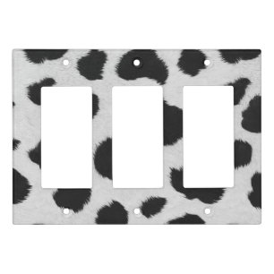 Black and white spots faux fur pattern light switch cover