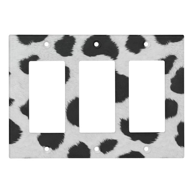 Black and white spots faux fur pattern light switch cover (Front)