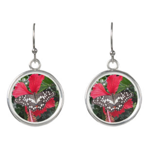 Black and White Spotted Buterfly Earrings