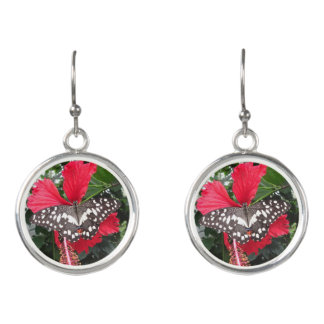 Black and White Spotted Buterfly Earrings