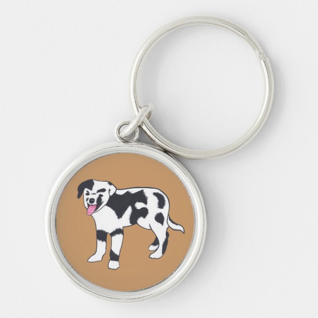 Black and White Spotted Dog Keychains (Front)