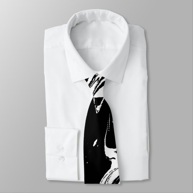 Black And White Spotted Marble Stone Texture Neck Tie (Tied)