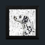 Black and White Spotty Dalmatian Dog Gift Box<br><div class="desc">Watercolor profile of a dalmatian dog almost blending with a dotty background.</div>