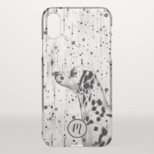 Black and White Spotty Dalmatian Dog Monogrammed iPhone XS Case