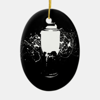 Black and White Spray Paint Can Splatter Art Ceramic Ornament