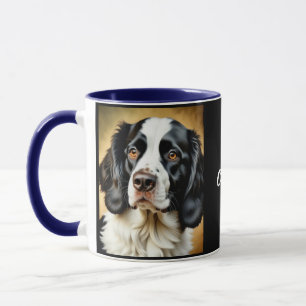 Black and White Springer Spaniel. Personalized Mug