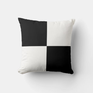 Black and white squad checkered minimalist pattern throw pillow