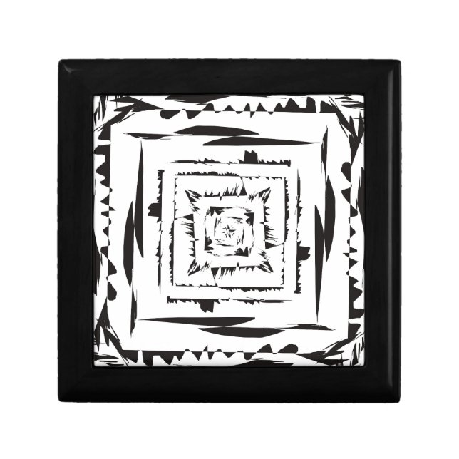 Black and White Square Abstract Pattern Gift Box (Front)