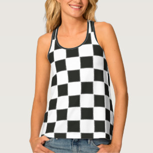 Black and White Square, check Tank Top