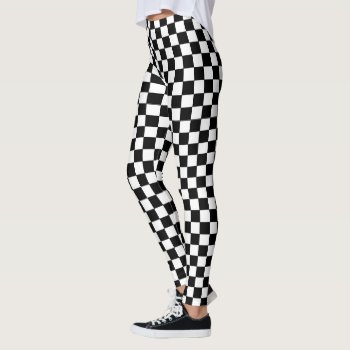 Black And White Square Checkered Pattern Leggings by Ricaso_Graphics at Zazzle