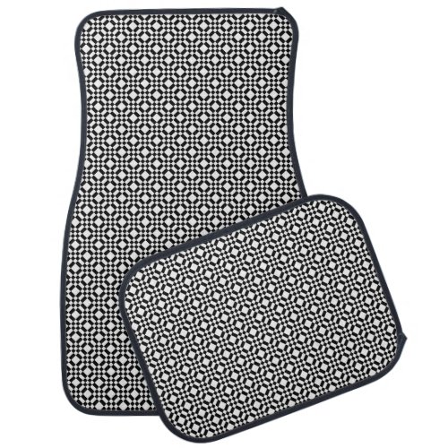 Black and White Square Classic Pattern Neck Tie Car Floor Mat