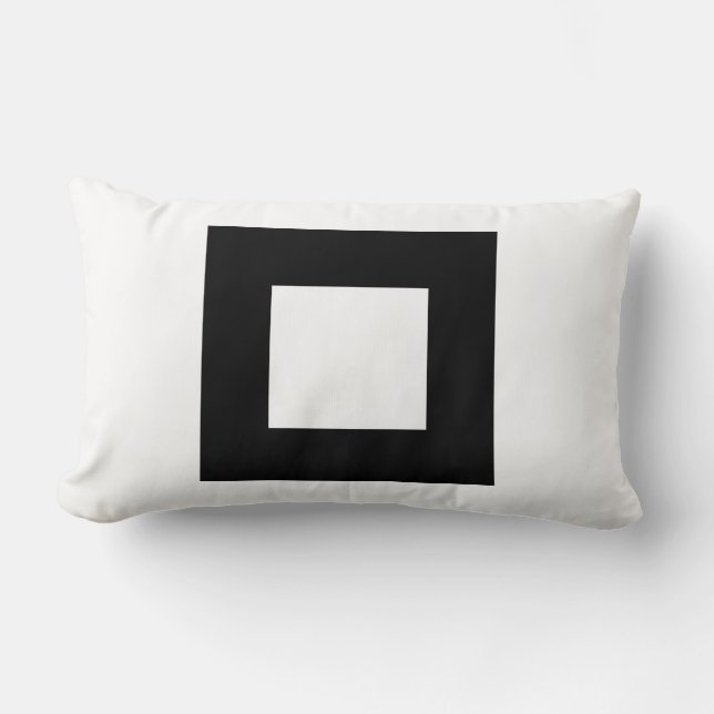 Black and White Square Design. Lumbar Pillow (Front)