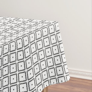 Black and White Square Dot Pattern Tablecloth